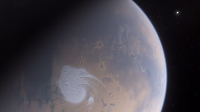 The craters that dot the surface of this planet are scars left behind from numerous global wars