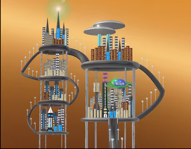 A usual skycity district. This small district consists of two skycities.