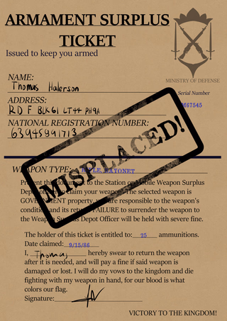 Armament Surplus Ticket document sample.png