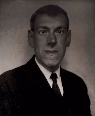 A black and white image of a suited man with digitally altered eyes, mouth, and hair.