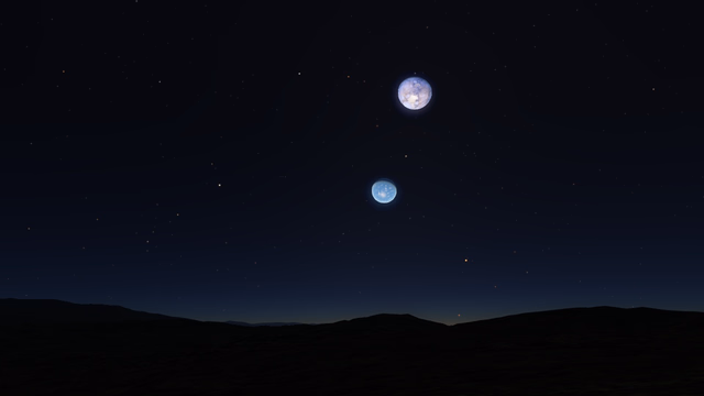 Both major moons from the surface of Chu-Raa