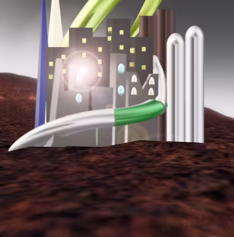 Moragiera, one of Cloderia's many cities. The tubes that are stretching around the city are parts of the transit system.