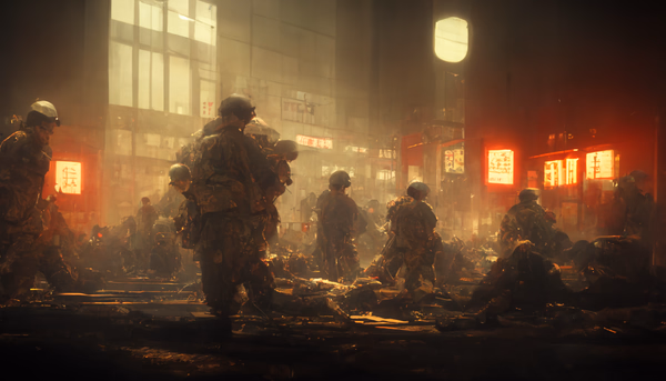 The Battle of Cors Tairane, Central District Transit Station, Tairane Armed Forces securing positions, 2150 CE