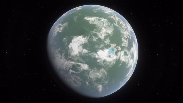 Dendronia's lone ocean as seen from orbit