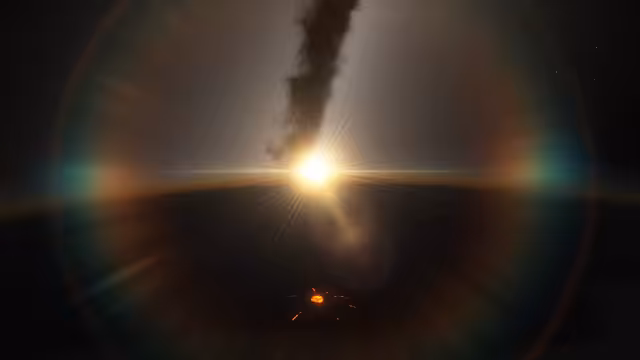 The view of Janazim's sun that the human crew saw before landing.