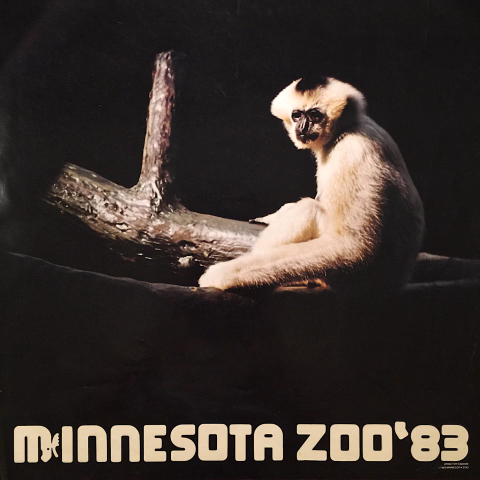 A 1983 Zoo poster featuring a female Northern White-cheeked Gibbon