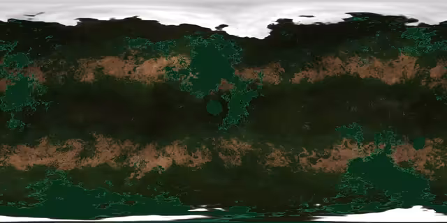 The surface map of Nioak with its green oceans painted.