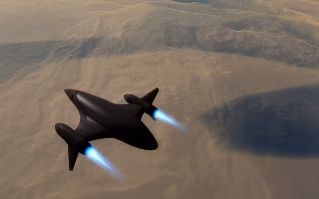 A Mk. 4 Celestia coming in for a landing on Luna.