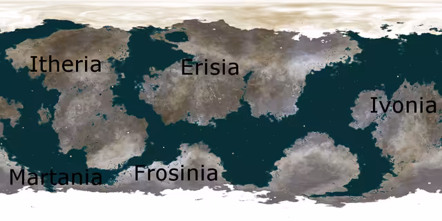 Kogaionian surface with marked continents